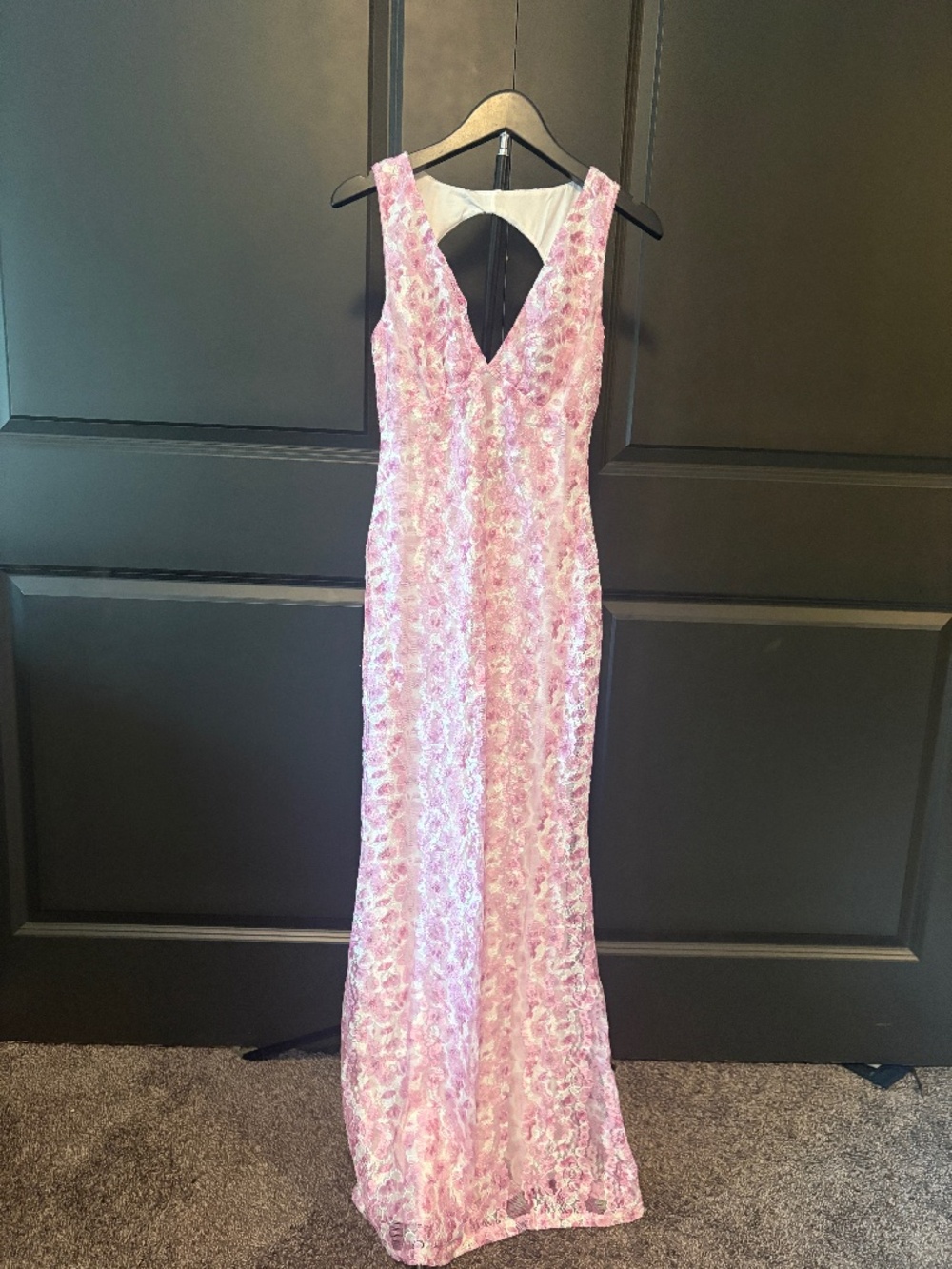 Pink and White Floral Lace Maxi